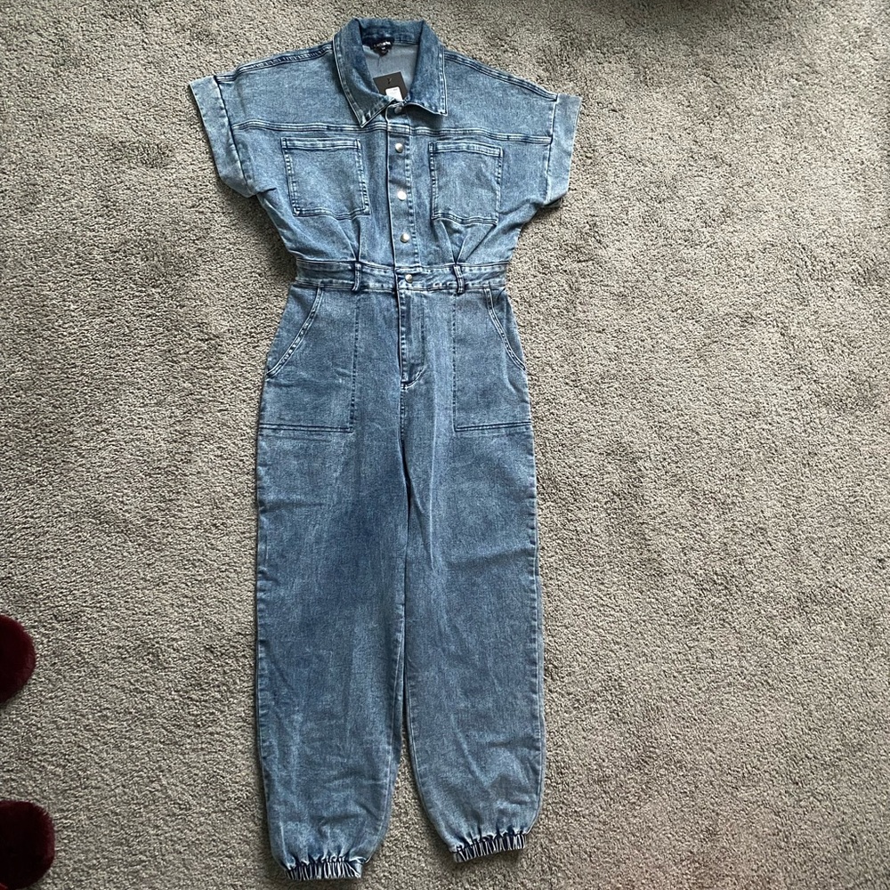 Fashion Nova Light Blue Denim Overalls